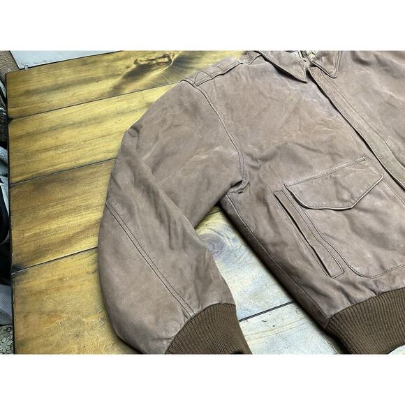 Vintage G-III Global Identity Brown Leather Bomber Jacket Size Large - Picture 3 of 12